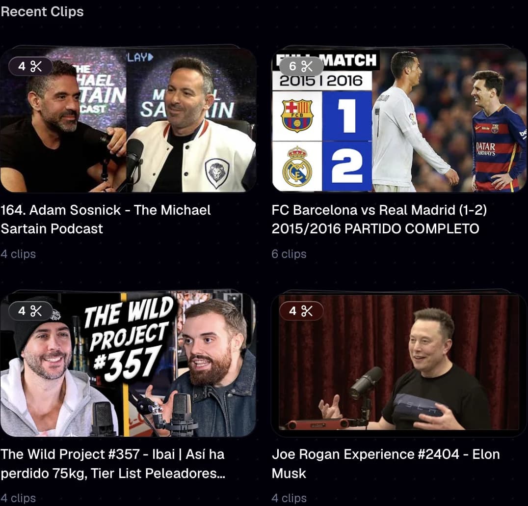 Recent Clips with one deck per source video